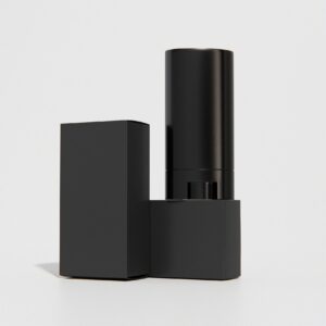 Black cosmetic tube packaging, oval shape Rotating Deodorant packaging mockup, glossy black plastic solid cream container, men's skincare Push up tube container, premium CGI products visualization